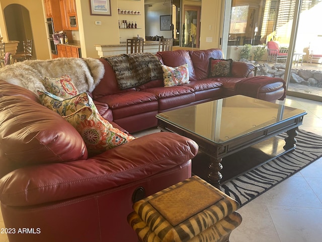 view of tiled living room