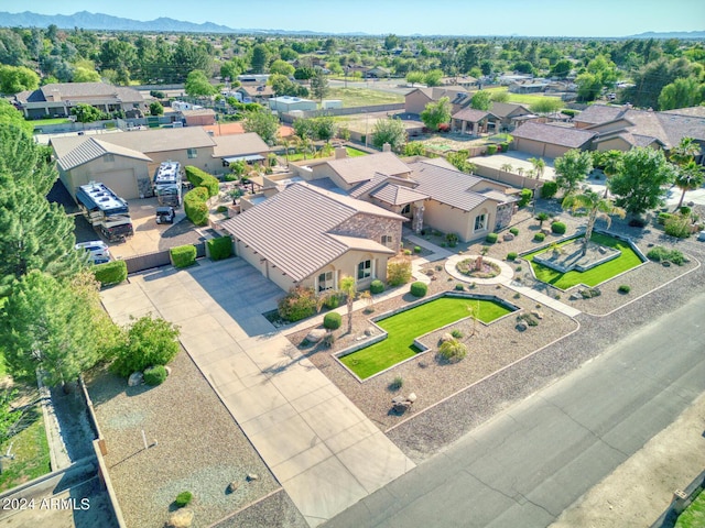 bird's eye view with a mountain view and a residential view
