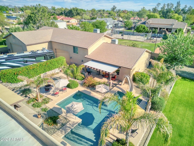 drone / aerial view with a residential view