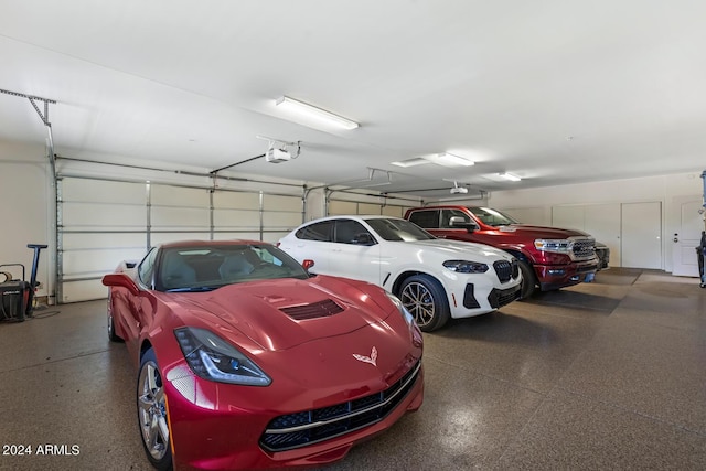 garage with a garage door opener