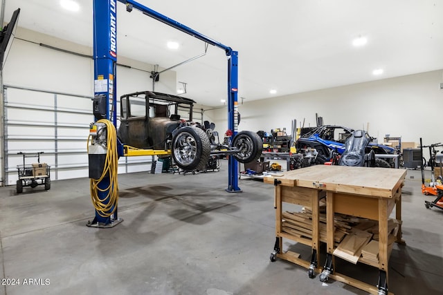 garage with recessed lighting