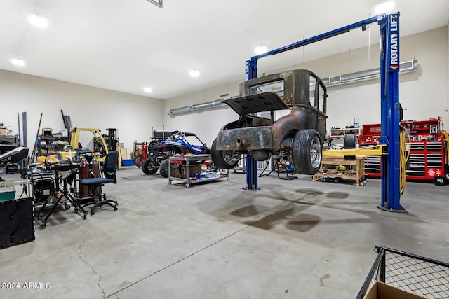 garage with recessed lighting