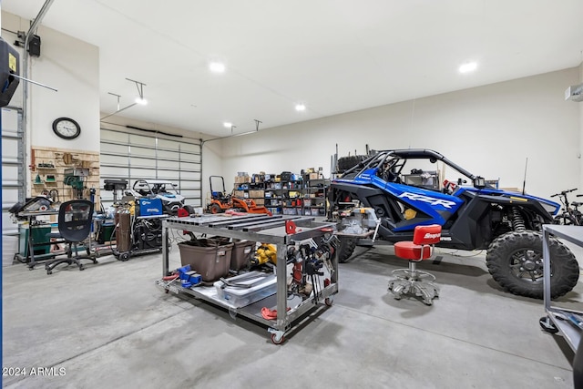 garage with recessed lighting