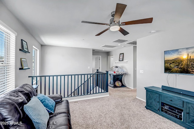 33275 N 132nd Ave, Peoria, AZ 85383 - sitting room with carpet, visible vents, a ceiling fan, and an upstairs landing