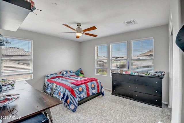 33275 N 132nd Ave, Peoria, AZ 85383 - bedroom featuring ceiling fan, baseboards, carpet flooring, and visible vents