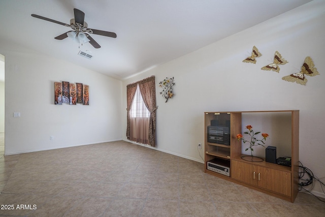 10618 W Pima St, Tolleson, AZ 85353 - living room with lofted ceiling, a ceiling fan, and light tile patterned floors