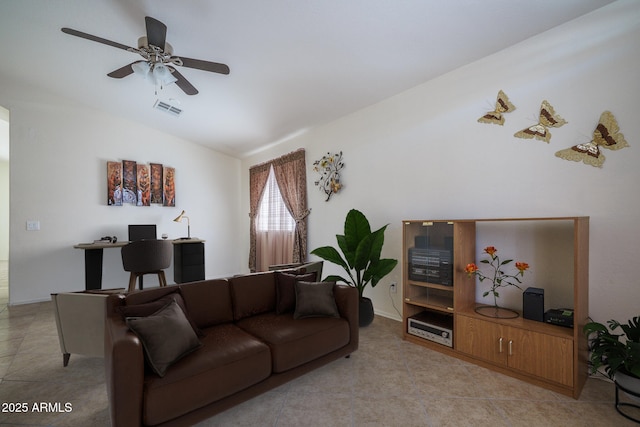 10618 W Pima St, Tolleson, AZ 85353 - living area featuring lofted ceiling, ceiling fan, and an office area
