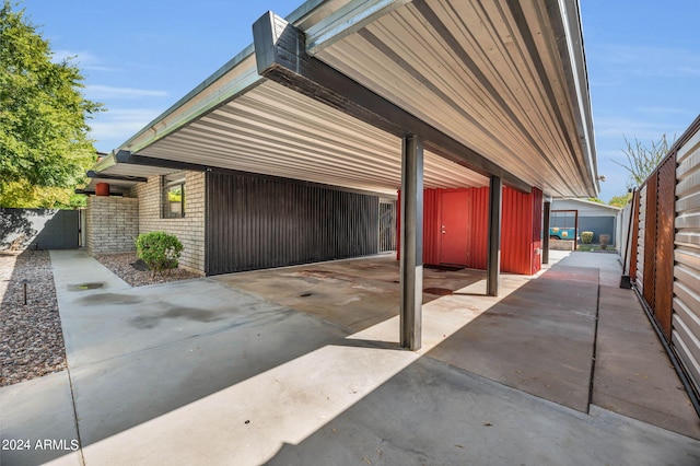 view of garage