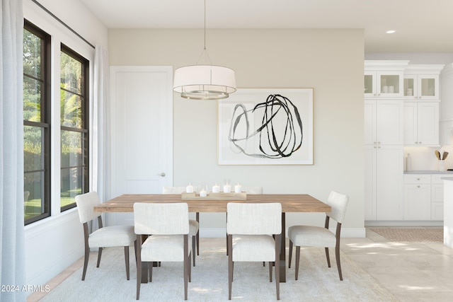 dining room with a wealth of natural light, baseboards, and recessed lighting