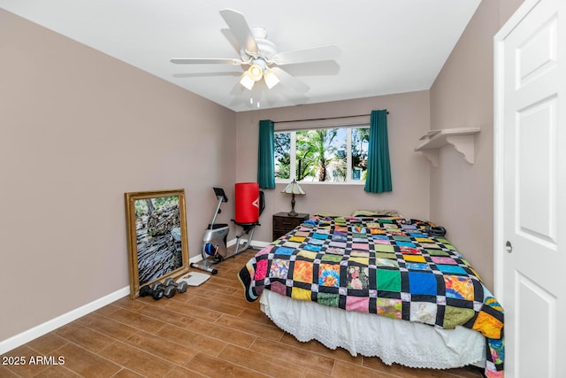 8140 E Mitchell Dr, Scottsdale, AZ 85251 - bedroom with wood finished floors and a ceiling fan