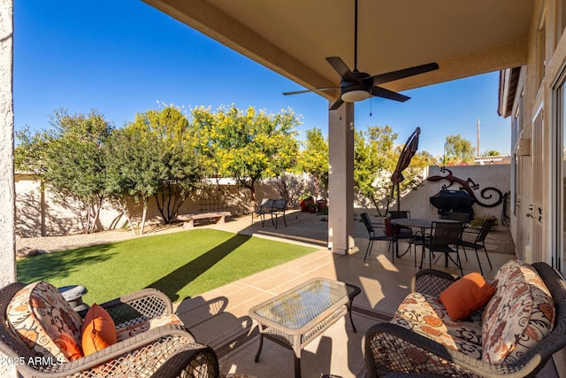 view of patio / terrace with ceiling fan