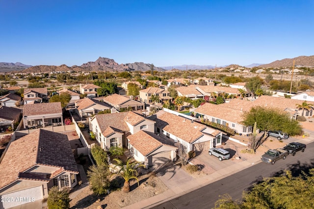 bird's eye view with a mountain view