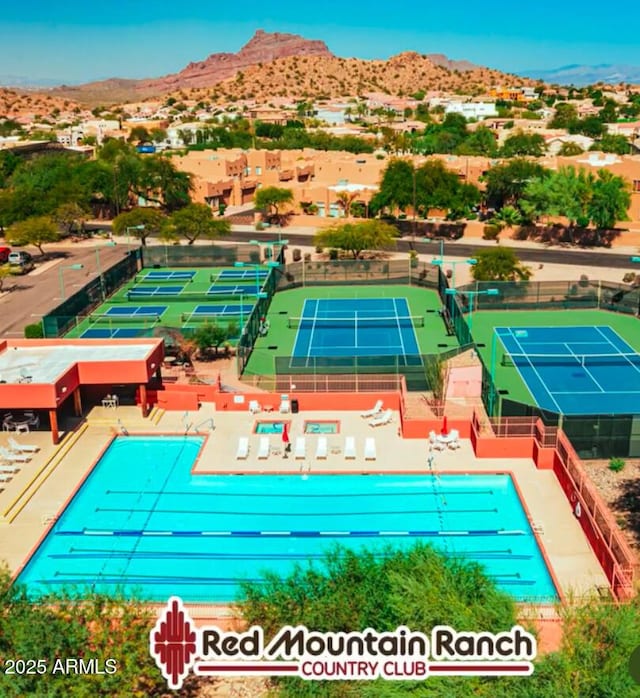 aerial view featuring a mountain view