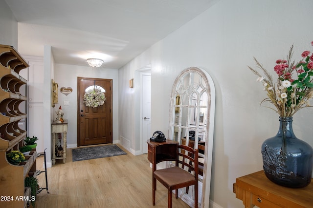 foyer with light hardwood / wood-style flooring