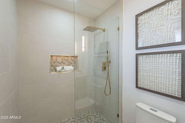 bathroom featuring toilet and a walk in shower