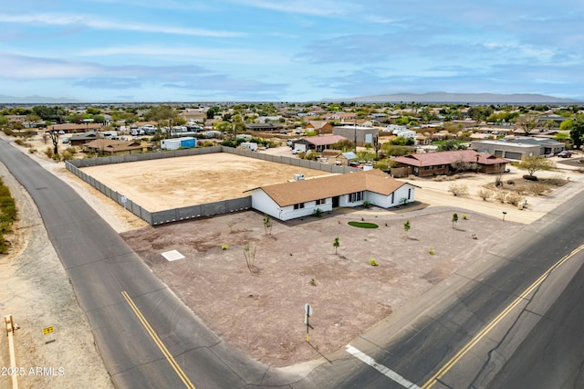 bird's eye view featuring a residential view and a mountain view