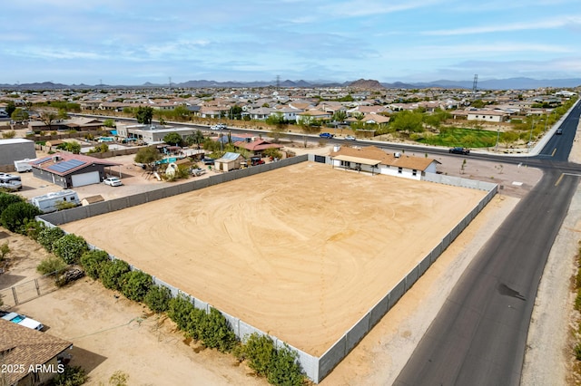 aerial view with a mountain view and a residential view