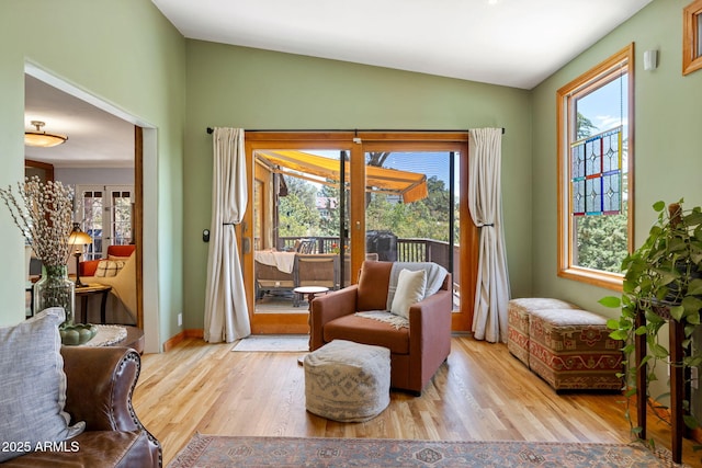 543 S Hassayampa Dr, Prescott, AZ 86303 - sitting room with lofted ceiling, wood finished floors, and baseboards