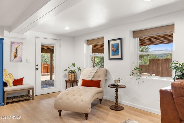 543 S Hassayampa Dr, Prescott, AZ 86303 - sitting room with wood finished floors, baseboards, recessed lighting, and beam ceiling