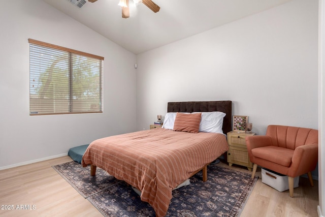 5401 S Dove Holw, Buckeye, AZ 85326 - bedroom featuring vaulted ceiling, light wood finished floors, baseboards, and ceiling fan