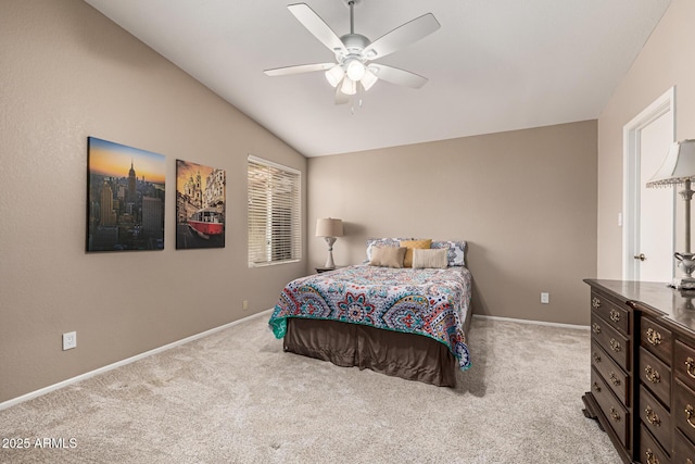 15027 N 61st Pl, Scottsdale, AZ 85254 - carpeted bedroom featuring lofted ceiling, a ceiling fan, and baseboards