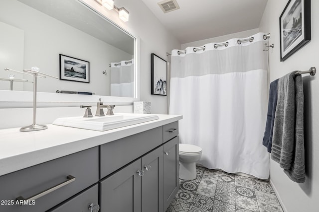 15027 N 61st Pl, Scottsdale, AZ 85254 - bathroom with tile patterned floors, visible vents, toilet, and vanity