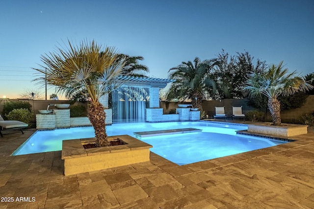 view of pool with a patio area, fence, and a fenced in pool