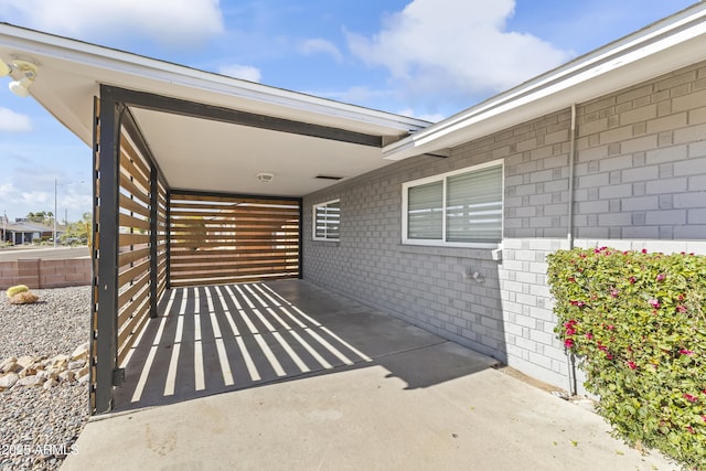 view of patio with a carport