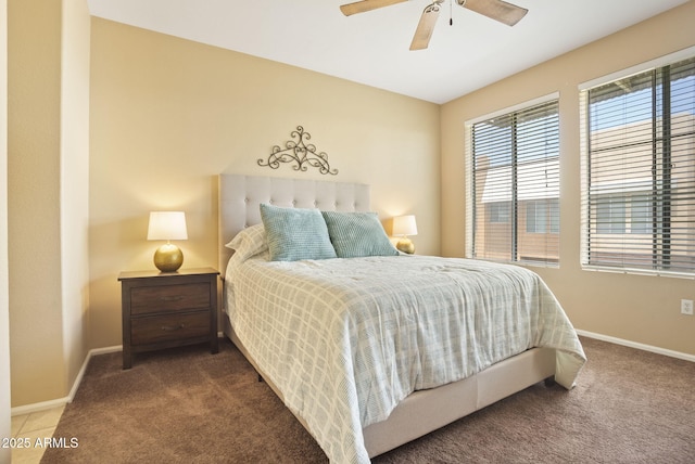 bedroom featuring carpet and ceiling fan