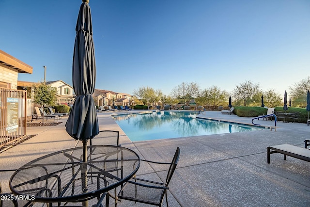 view of pool featuring a patio