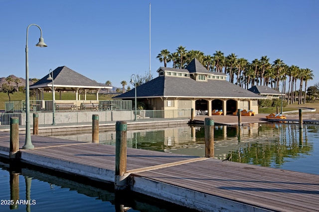 9747 S 182nd Dr, Goodyear, AZ 85338 - dock area with a water view and a gazebo