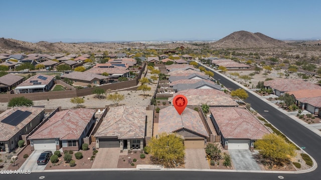 aerial view with a residential view and a mountain view