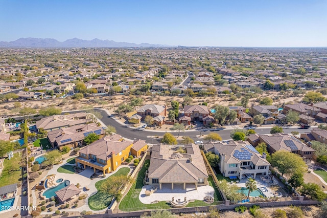 bird's eye view with a mountain view