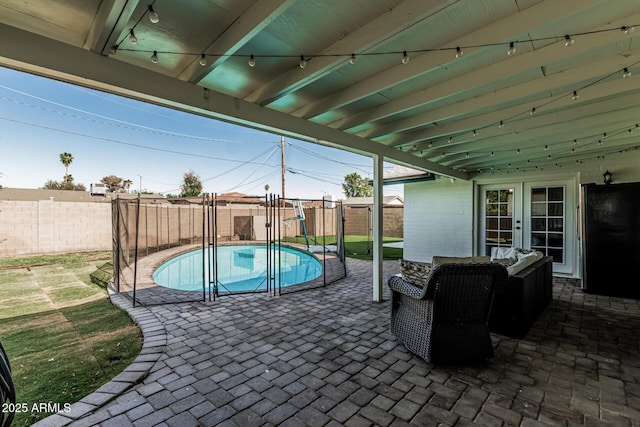 591 N Cheri Lynn Dr, Chandler, AZ 85225 - view of swimming pool with a patio, a fenced backyard, and french doors