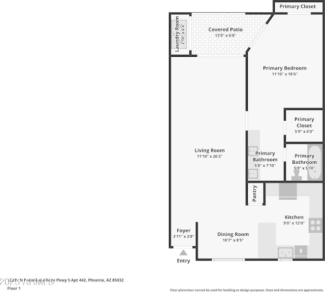 12222 N Paradise Village Pkwy S Unit 442, Phoenix, AZ 85032 - room layout