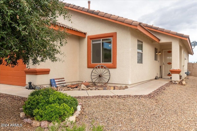 exterior space featuring a garage