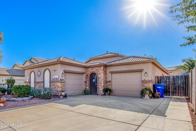 view of front of home with a garage