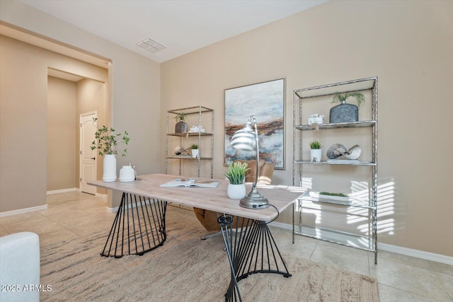 12820 W La Vina Dr, Sun City West, AZ 85375 - office with baseboards, tile patterned floors, and visible vents