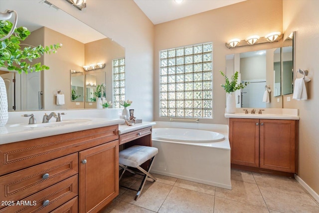 12820 W La Vina Dr, Sun City West, AZ 85375 - full bath featuring visible vents, a bath, a wealth of natural light, and a sink
