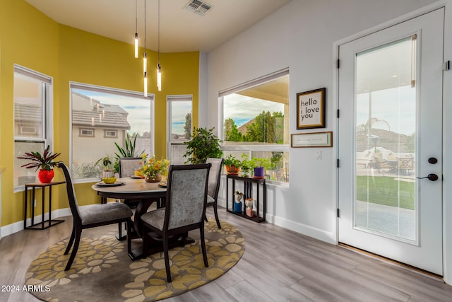 dining area featuring light hardwood / wood-style floors