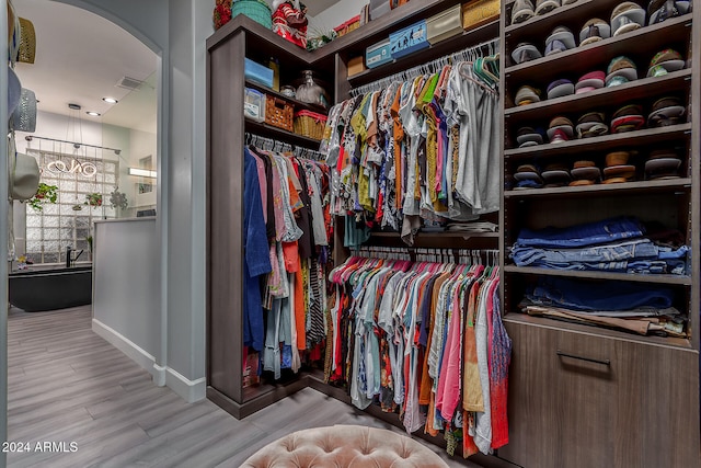 spacious closet featuring light wood-type flooring