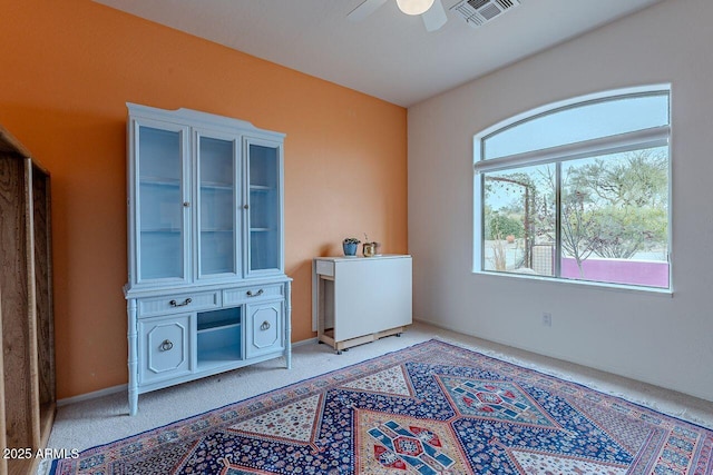 16507 E Trevino Dr, Fountain Hills, AZ 85268 - clothes washing area with ceiling fan, visible vents, and light colored carpet