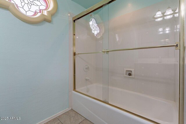 16507 E Trevino Dr, Fountain Hills, AZ 85268 - full bathroom with combined bath / shower with glass door, baseboards, and tile patterned flooring