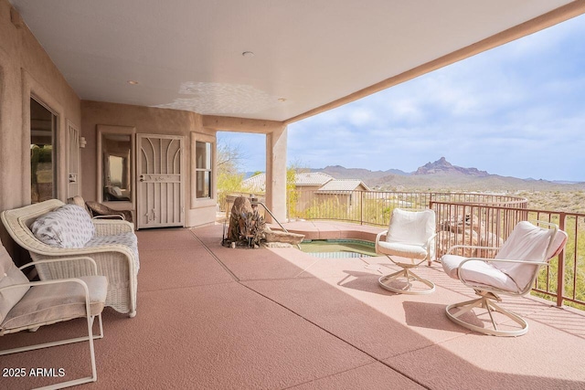 16507 E Trevino Dr, Fountain Hills, AZ 85268 - view of patio featuring a mountain view and a fenced in pool