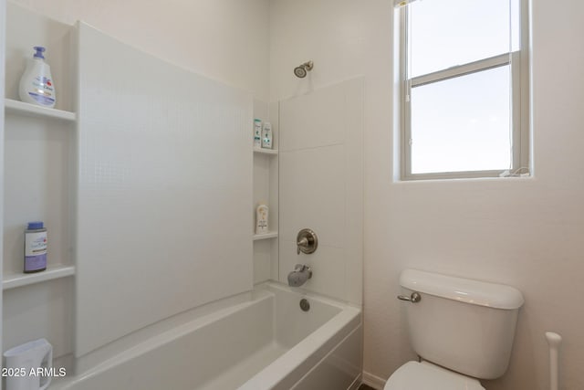 full bathroom with toilet and shower / washtub combination