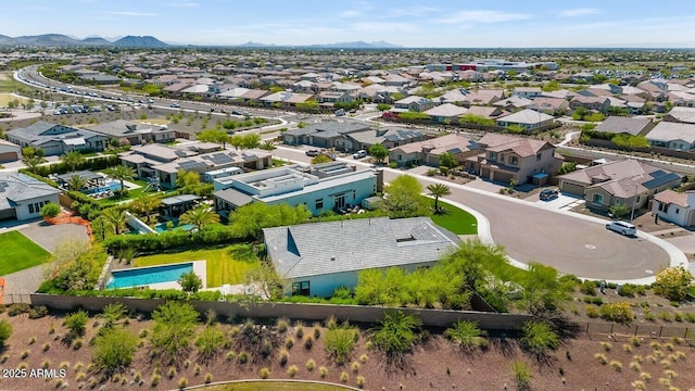 aerial view with a residential view and a mountain view