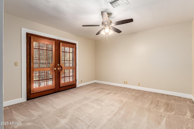 119 E Palomino Dr, Tempe, AZ 85284 - unfurnished room featuring french doors, light colored carpet, and ceiling fan