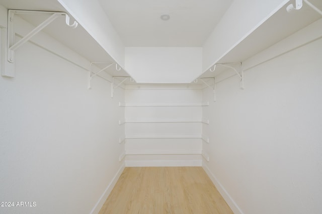 walk in closet with hardwood / wood-style floors