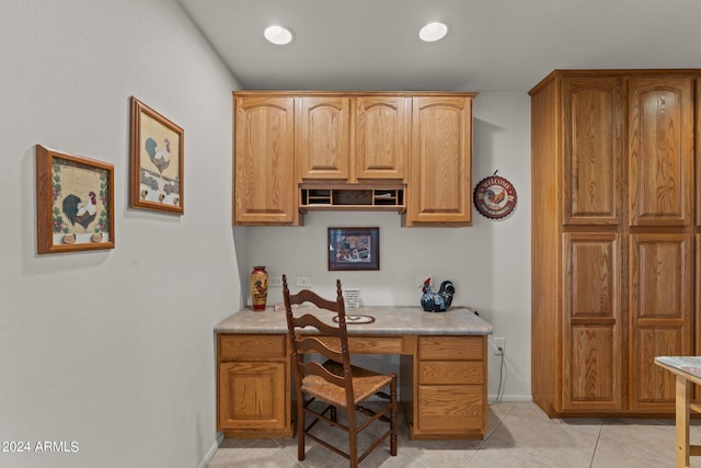 view of tiled home office