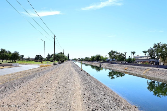 view of road with a water view